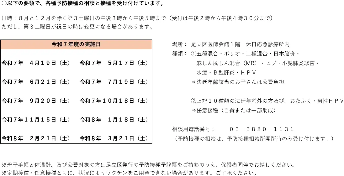 予防接種相談所